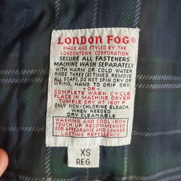 London Fog Womens Jacket Coat Multicolor Navy Plaid Snap Mock Neck Pockets Sz 0X - Picture 10 of 11